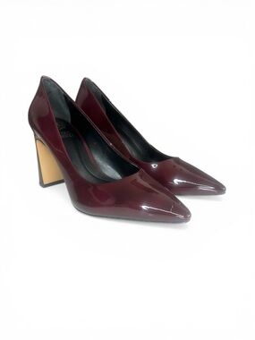 Vince Camuto “Dalmanara” Petit Sirah Brushed Patent Block Heel Pumps - 6M